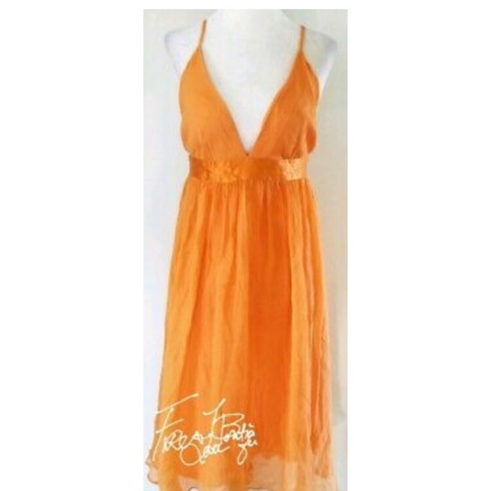 banana republic orange crush silk dress